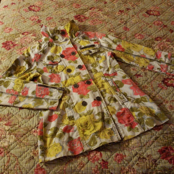 Hurley Jackets & Blazers - Cotton floral lightweight jacket denim pea coat